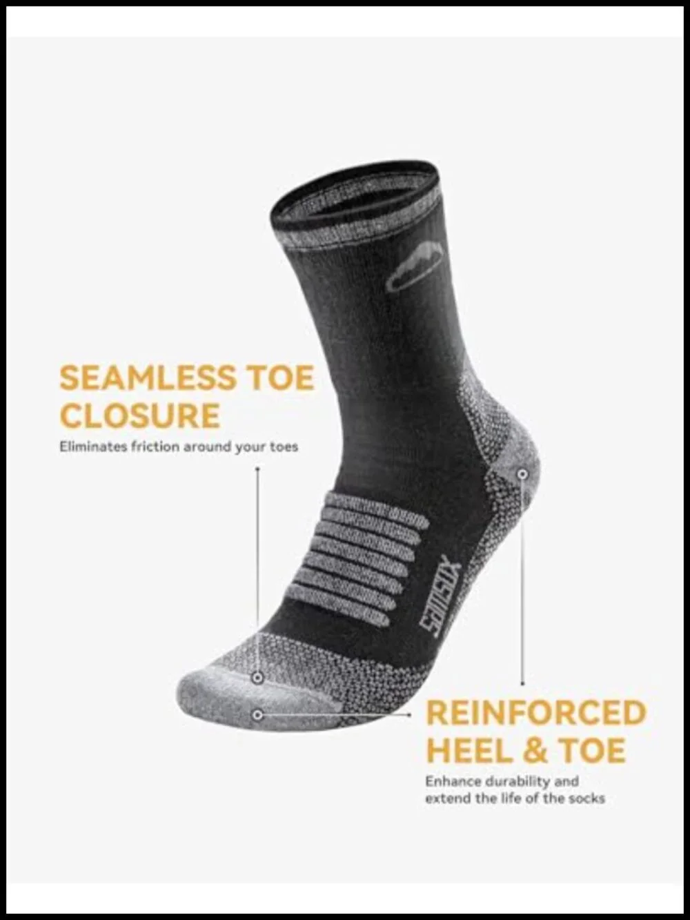 Merino Wool Hiking Socks, Lightweight 3/4 Crew, Moisture Wicking, Men & Women